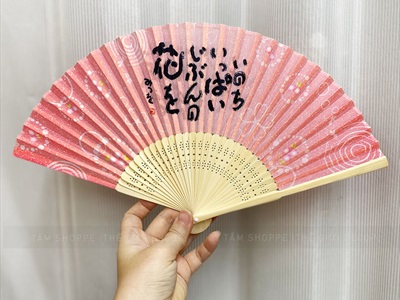 Quạt xếp cổ trang họa tiết đẹp R36cm QUAT-06